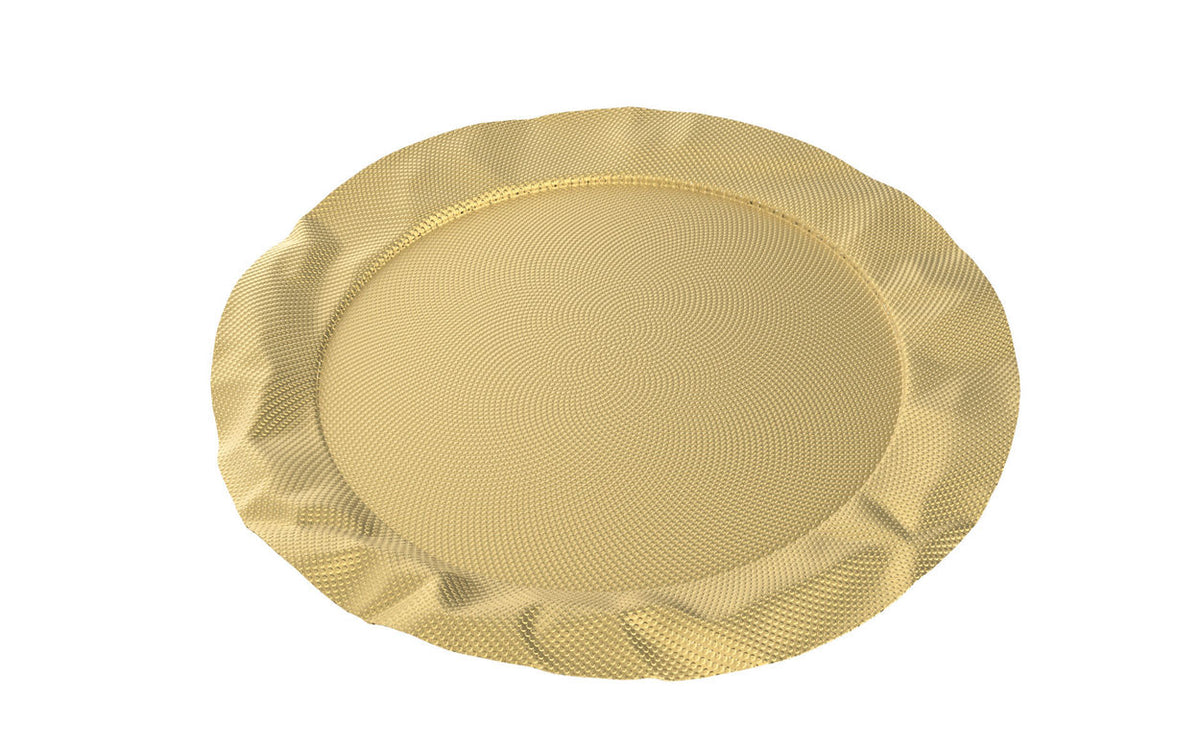 Alessi Foix, rond dienblad in goud, ontwerp Lluís Clotet, laatste exemplaar