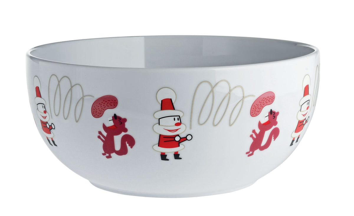 Alessi nut bowl Get Nuts! by Massimo Giacon, white with red figures, Ø 24 cm