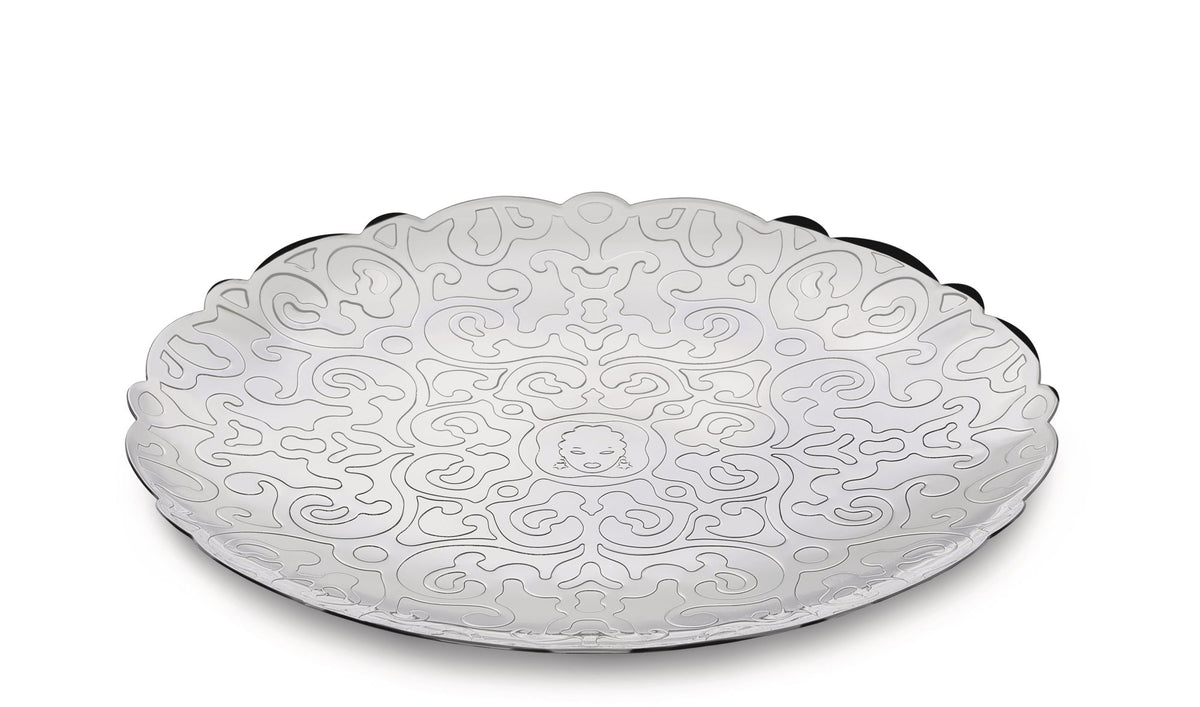 Alessi Dressed dienblad klein, RVS met gegraveerd patroon, Marcel Wanders