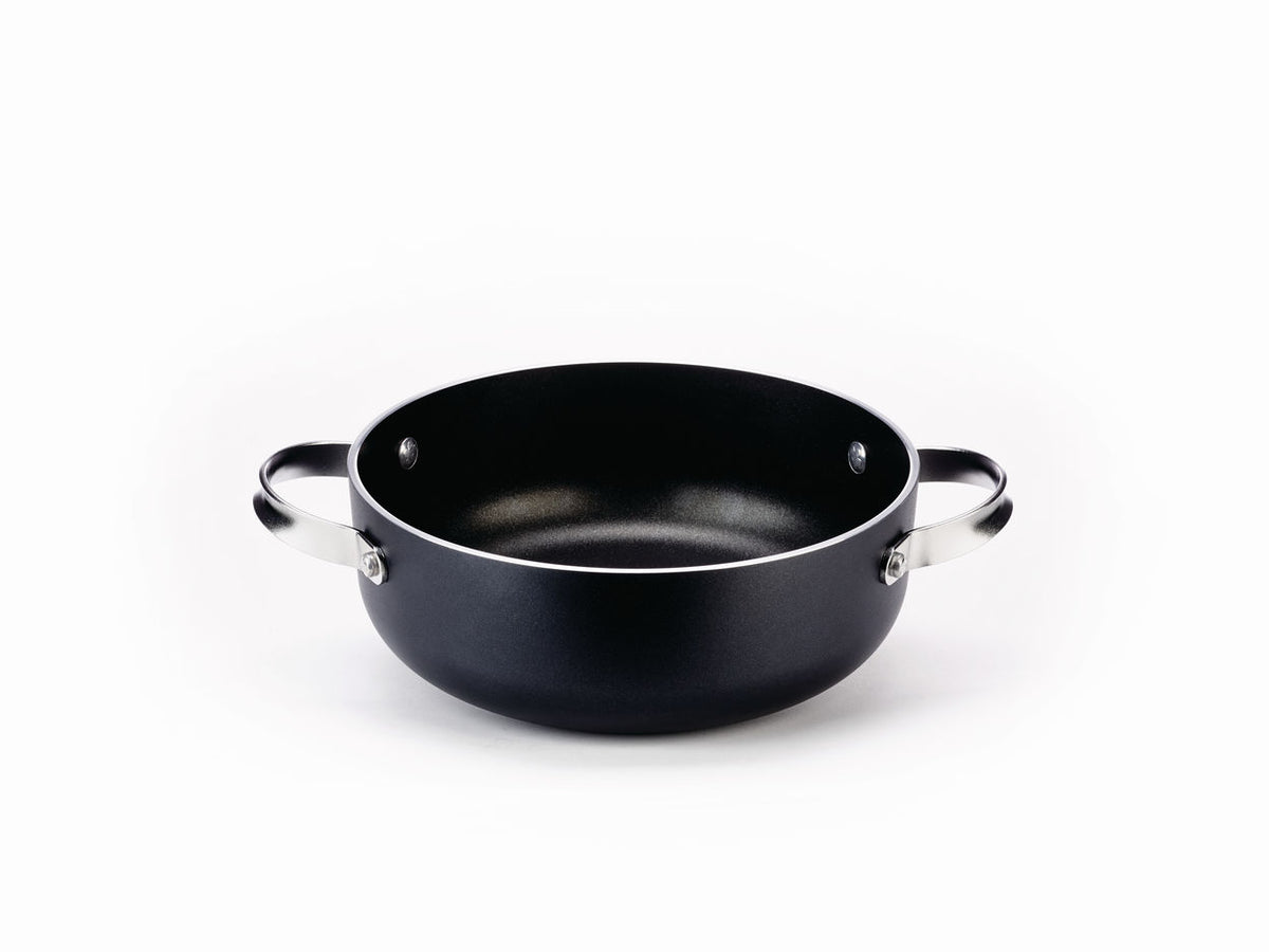 Alessi Mami lage casserole met twee handvatten, zwart, geschikt voor inductie