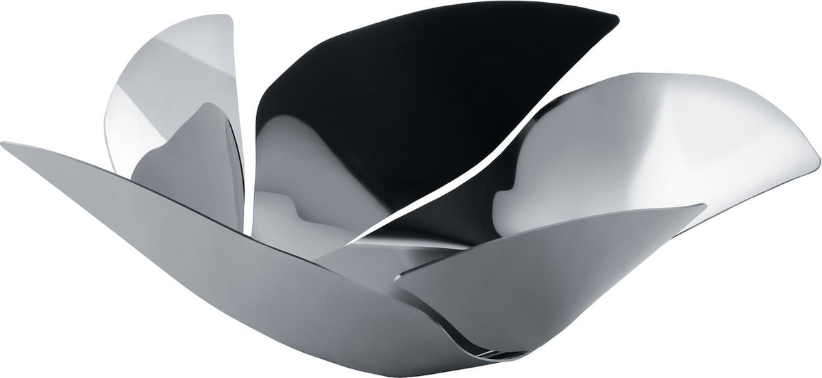 Alessi Twist Again fruitschaal van Odile Decq, gepolijst roestvrij staal, bladvorm
