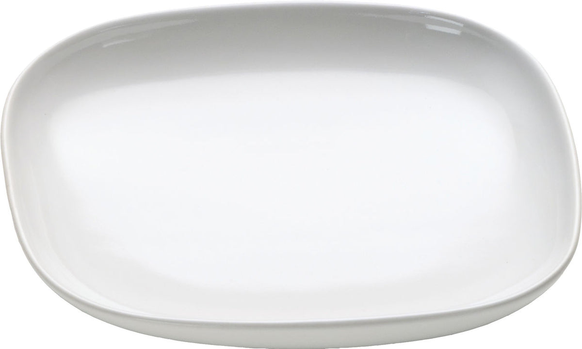 Alessi Ovale schotel voor koffiekop, wit porselein, ovale vorm