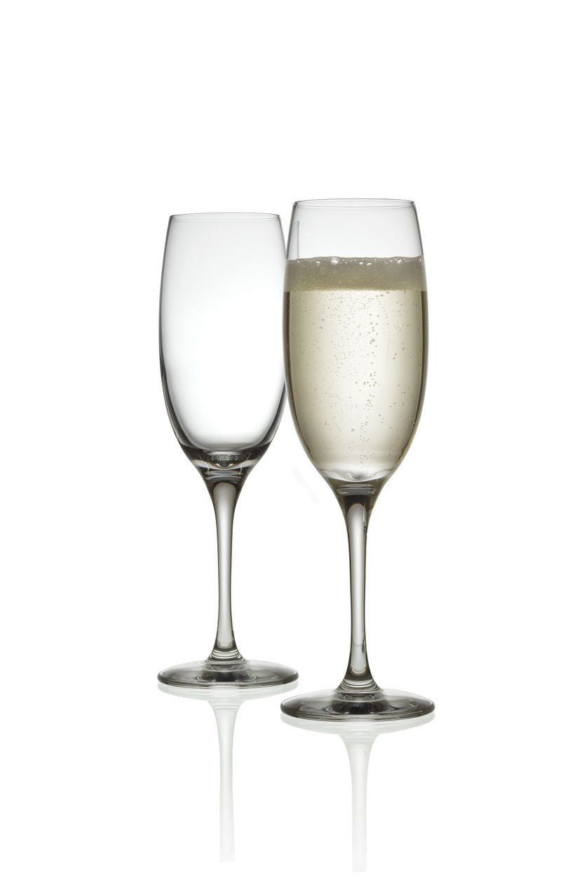 Alessi MAMI champagneglazen van glas, twee stuks, één gevuld