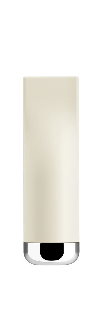 Pizzico salt shaker in white, rectangular model with chrome-plated bottom