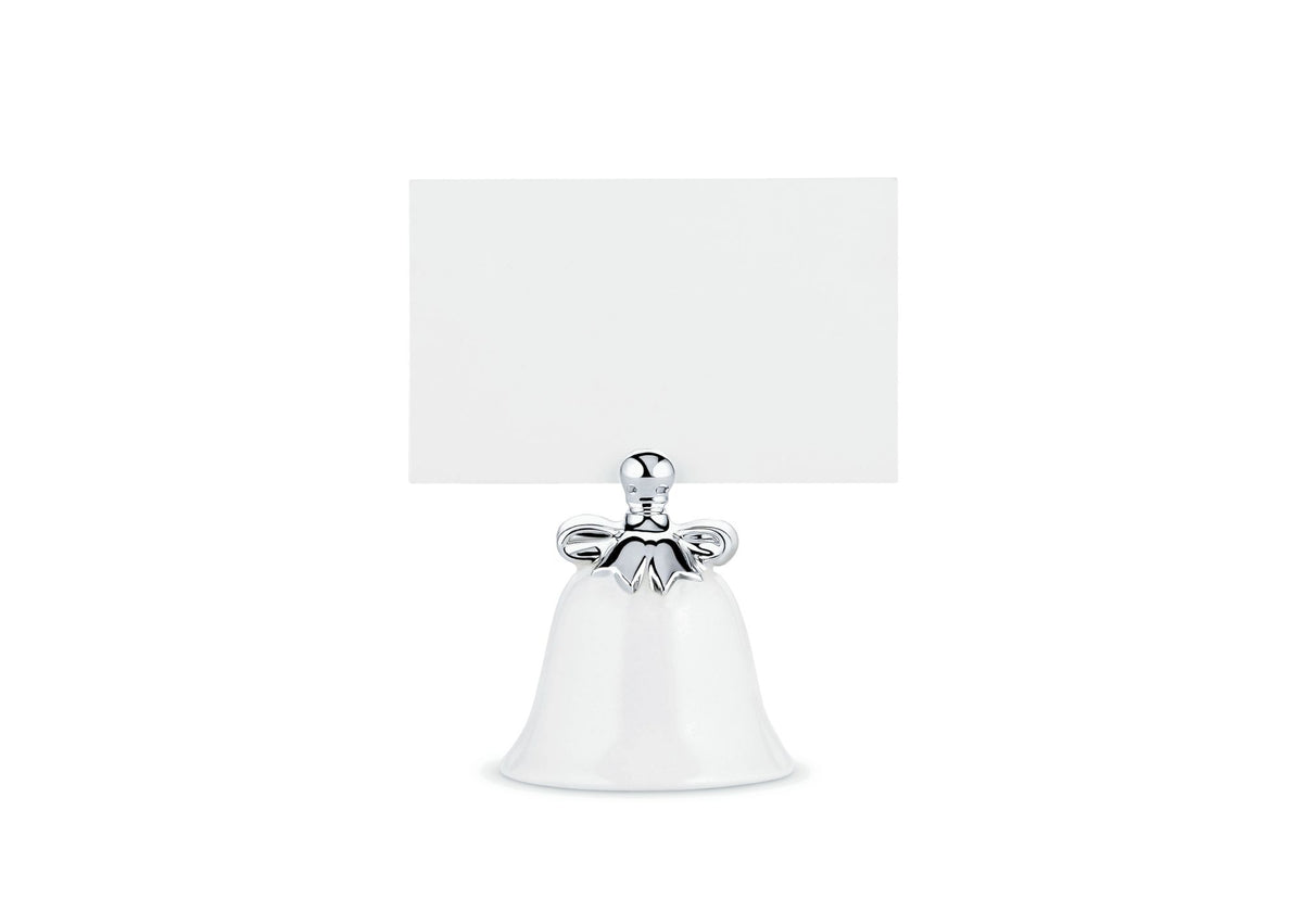 Alessi DRESSED menukaarthouder in vorm van belletje, wit met chroom