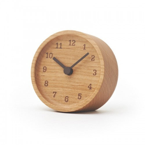 Lemnos Muku bureau klok van hout, rond model