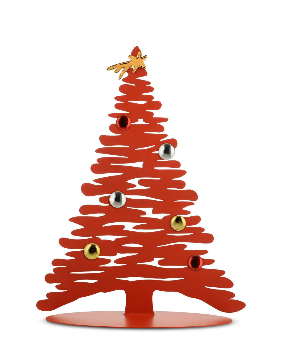 Alessi Bark 45 kerstboom, rood, met 7 magneetjes, ontwerp Michel Boucquillon