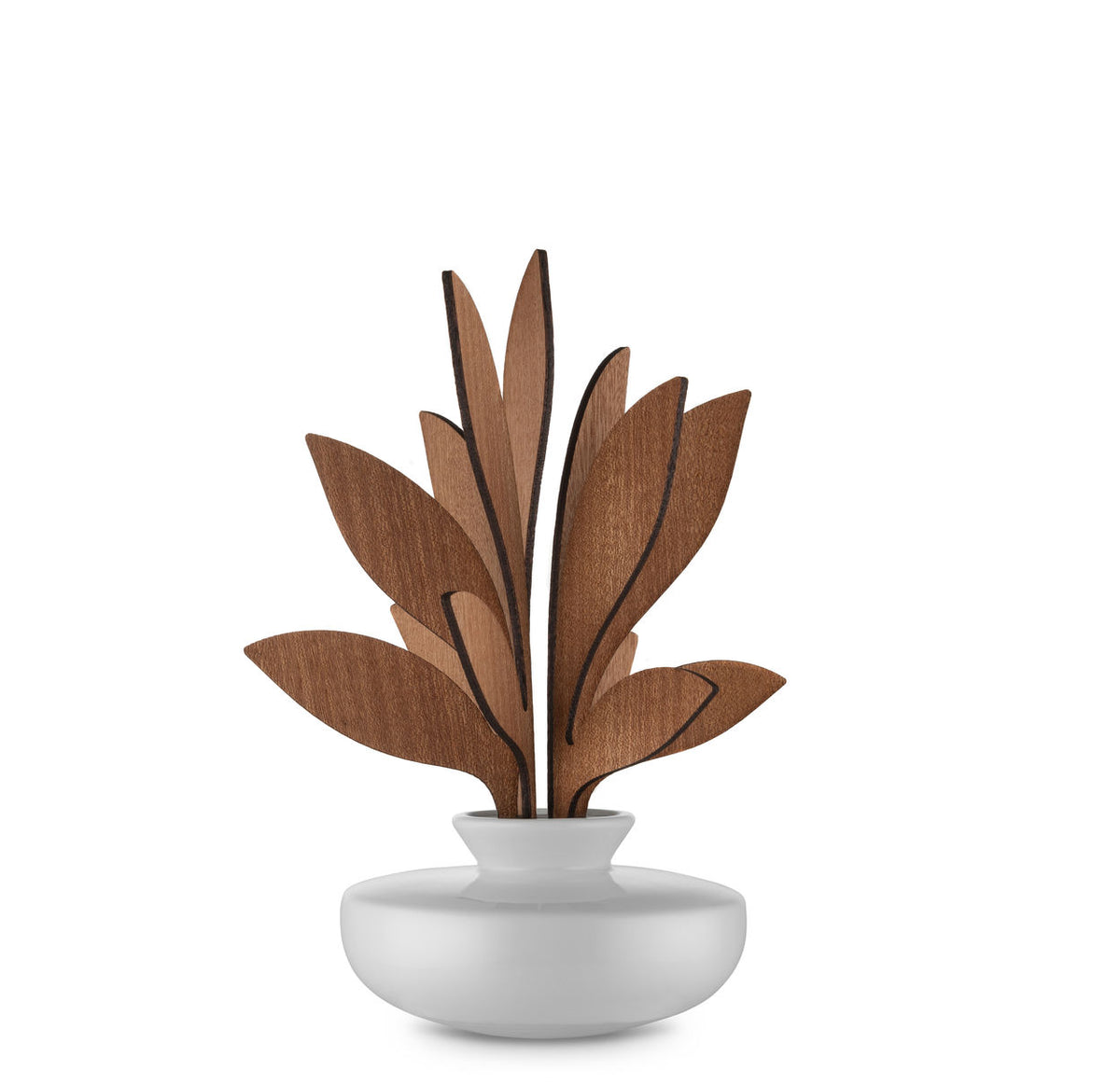 Alessi Ahhh mahogany scented leaves in white vase
