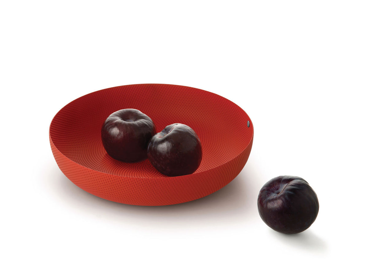 Alessi Extraordinary mand, rood metaal, diameter 24 cm, ontwerp Jasper Morrison