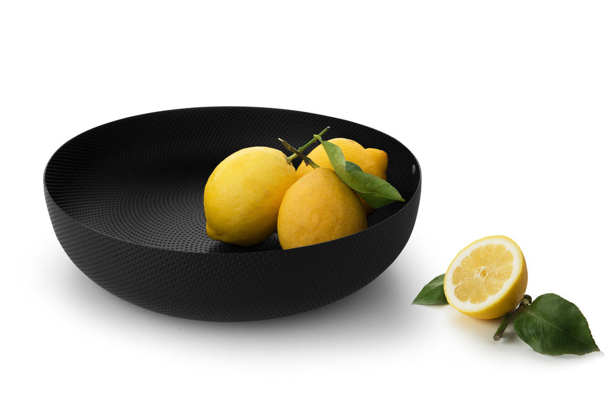 Alessi Extraordinary Metal schaal met reliëf, zwart metaal, Ø 29 cm