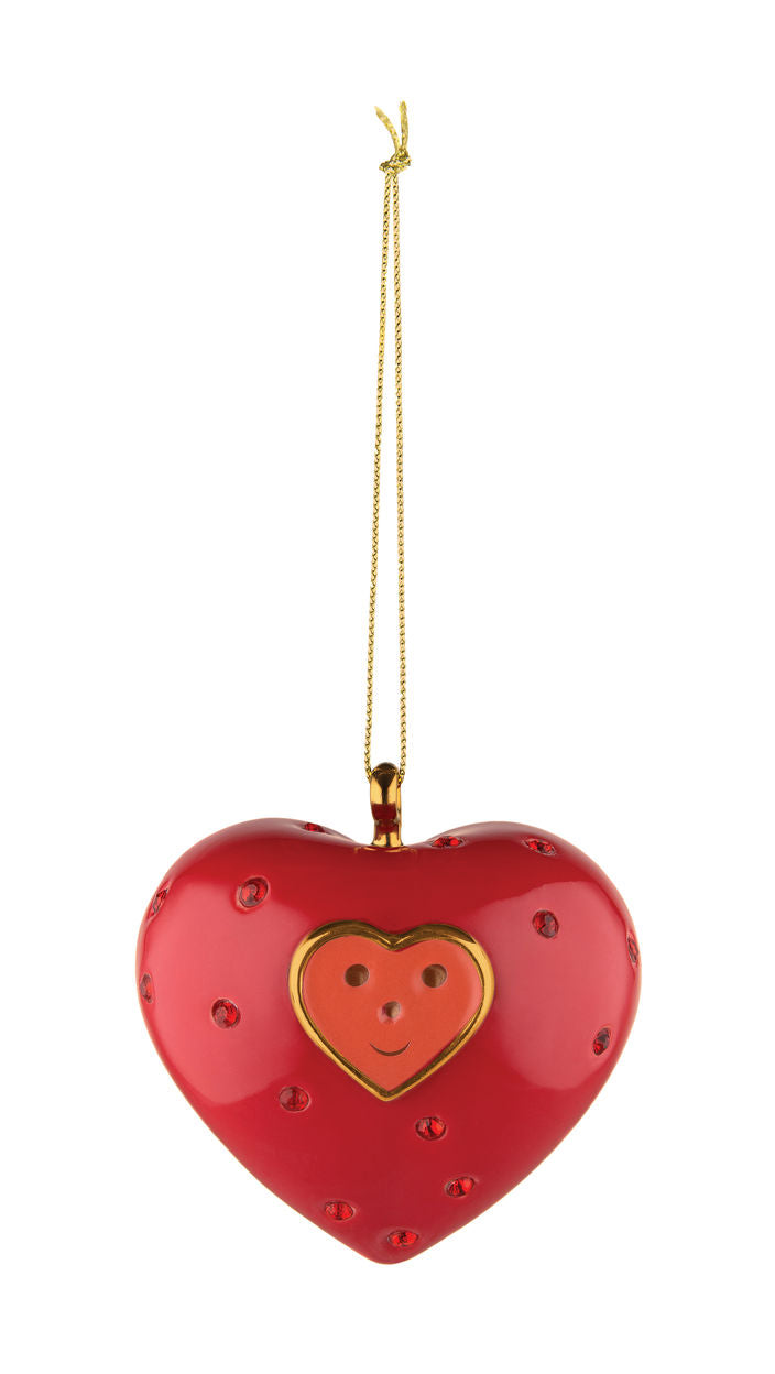 Alessi Cuore e Cuora hart-hanger, gesloten, rood met oranje hart-motief
