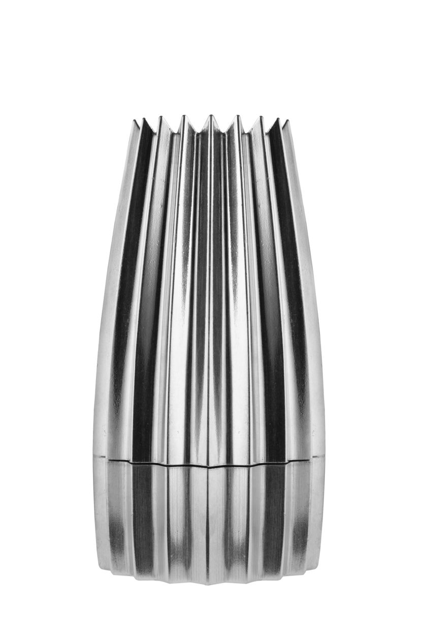 Alessi Grind mill for pepper and salt, ribbed aluminium, design William Alsop