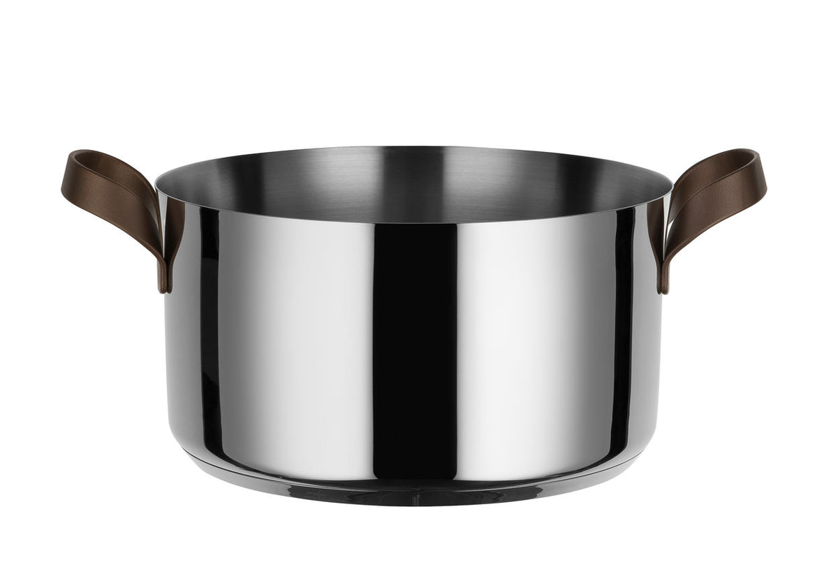 Alessi EDO braadpan zonder deksel, roestvrij staal met bruine handgrepen