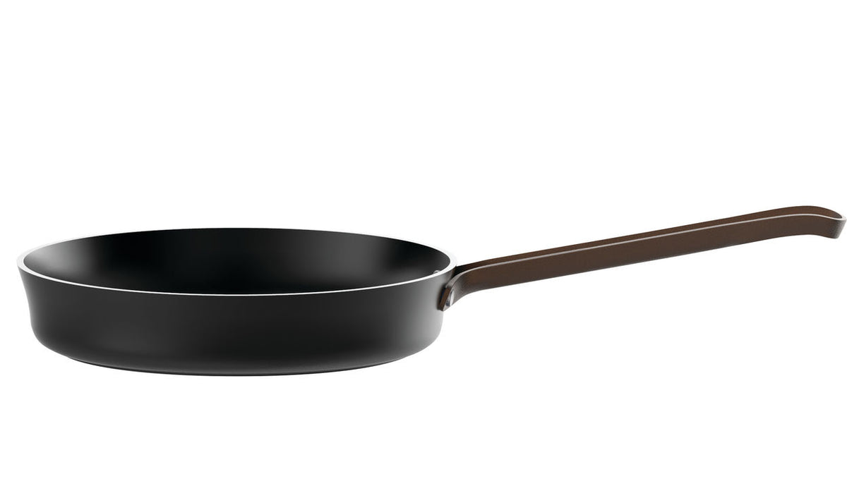 Alessi EDO koekenpan 24 cm, zwart met bruine steel, geschikt voor inductie