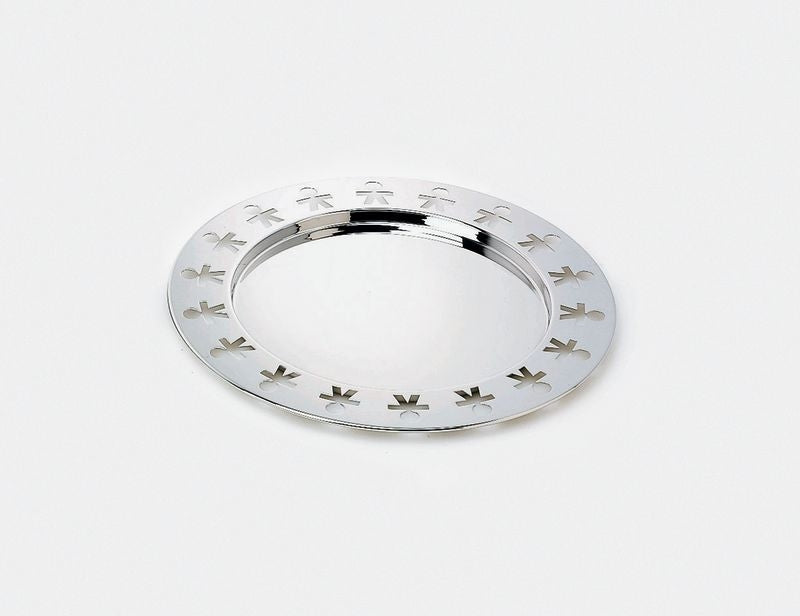 Alessi Girotondo dienblad, rvs, rond met figuurtjes uitgesneden in de rand, diameter 40 cm