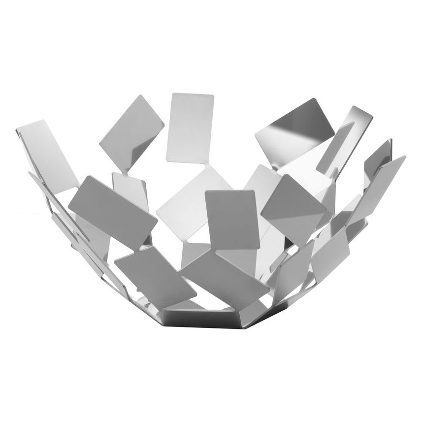 Alessi La Stanza fruitschaal, gepolijst, met open structuur van metalen vlakjes