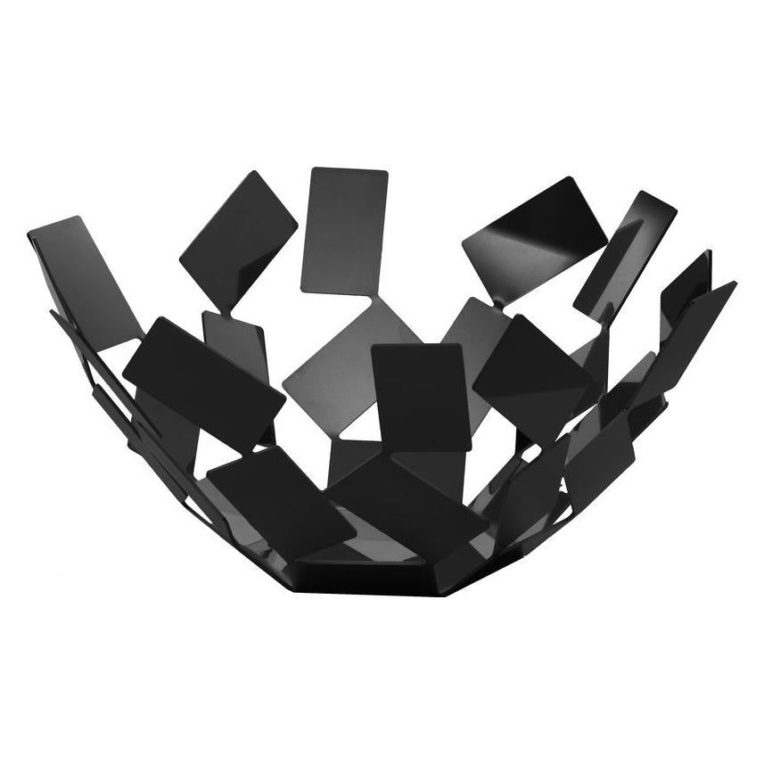 Alessi La Stanza fruitschaal, zwart, van vierkante metalen plaatjes, Mario Trimarchi