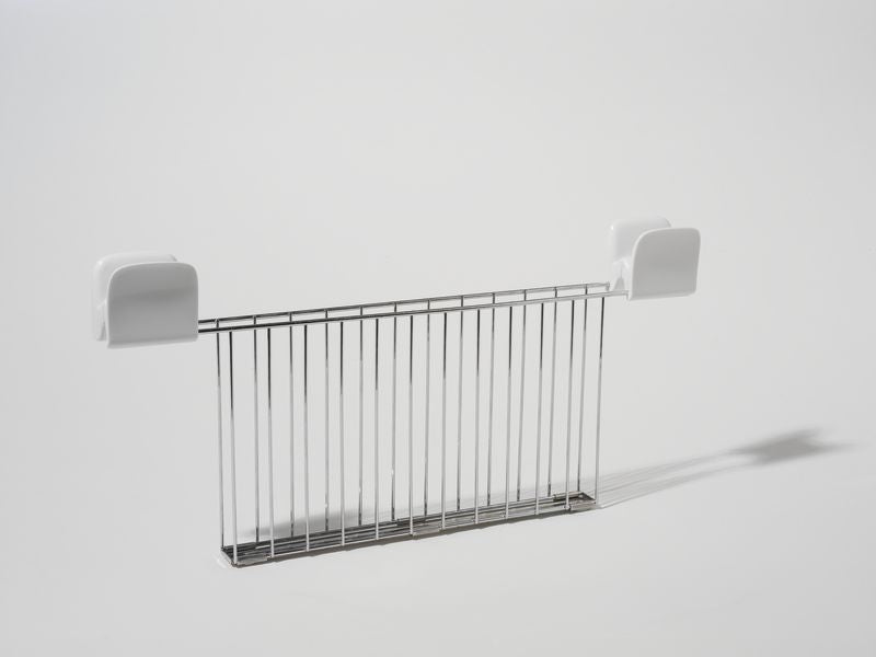 Alessi opzetrek voor broodrooster SG68, chroom met witte eindstukken