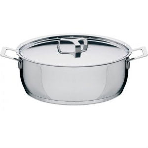Alessi Pots&Pans lage kookpan met deksel, roestvrij staal, Ø24 cm