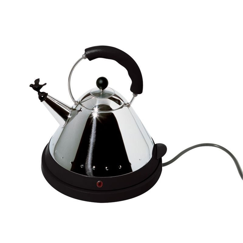 Alessi MG32 B waterkoker van Michael Graves, met vogelfluitje en zwart handvat