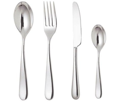 Alessi Nuovo Milano bestekset in rvs: lepel, vork, mes en koffielepel