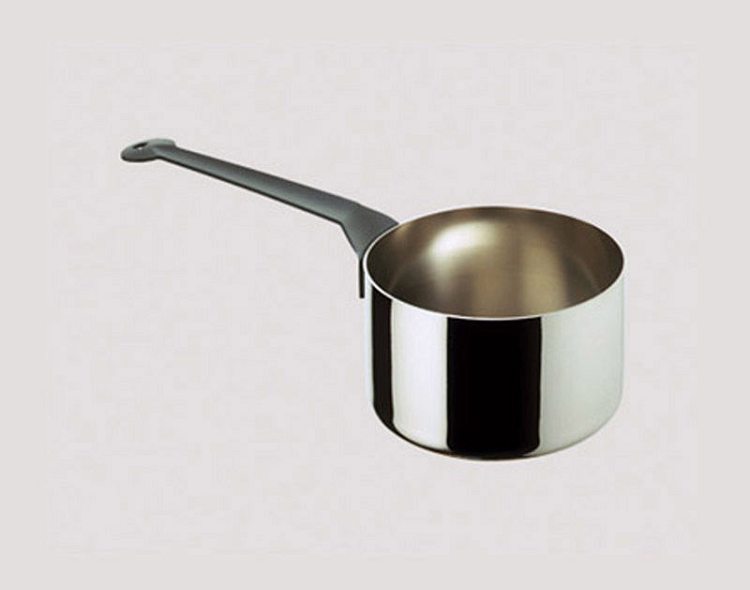 Alessi Cintura di Orione steelpan, roestvrij staal met zwarte steel, 14 cm