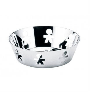 Alessi Girotondo Laag schaal, rvs met uitgestanste poppetjes, diameter 18 cm