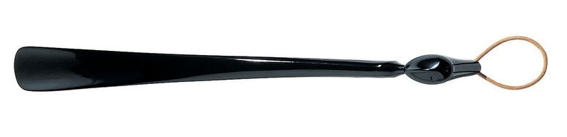 Alessi Germano schoenlepel, zwart, met lederen hanglus