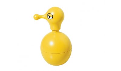 Alessi Mr.Cold zeepdispenser in geel, met druipneus-effect, ontwerp Massimo Giacon