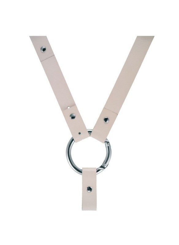 Alessi horlogebandje, leren koord wit met metalen ring