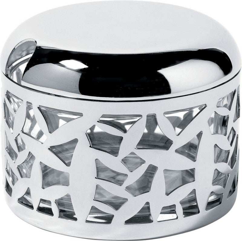 Alessi Cactus kaaspot met deksel, rvs met open cactusmotief