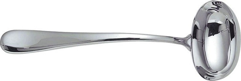 Alessi Nuovo Milano sauce spoon in glossy stainless steel, design Ettore Sottsass