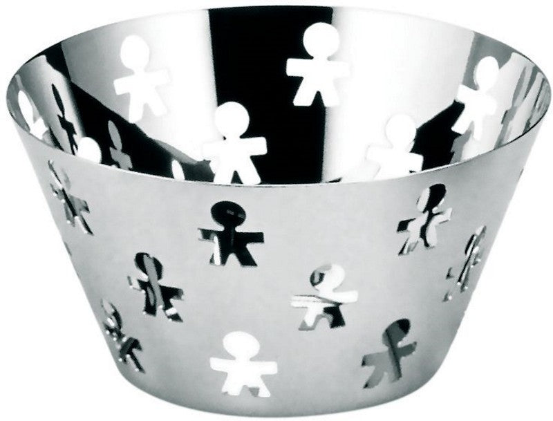 Alessi Girotondo mand hoog, rvs met uitgestanste poppetjes