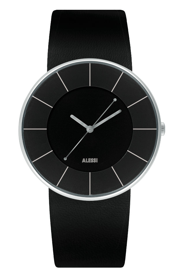 Alessi polsband voor Luna horloge AL8004, zwart leer