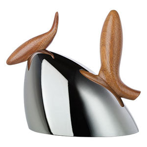 Alessi 90031 vis-vormige fluit, onderdeel voor Pito fluitketel, hout op roestvrij staal