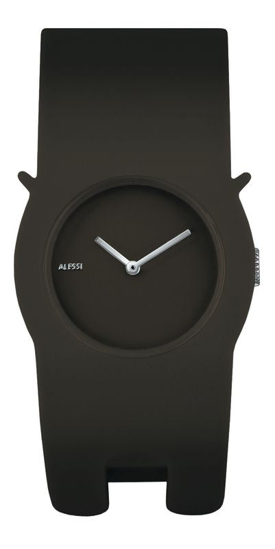 Alessi Neko horloge in bruin, met kattenvormige kast