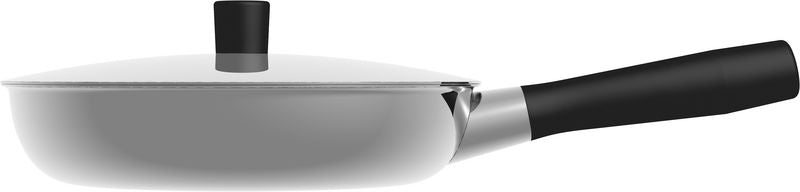 Alessi Shiba koekenpan met deksel, diameter 24 cm, zwart handvat