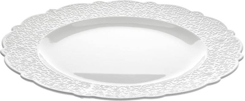 Alessi Dressed groot bord, wit porselein met kartelrand, Marcel Wanders