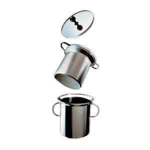Alessi 9092, onderdeel, pan in roestvrij staal, uit elkaar getoond