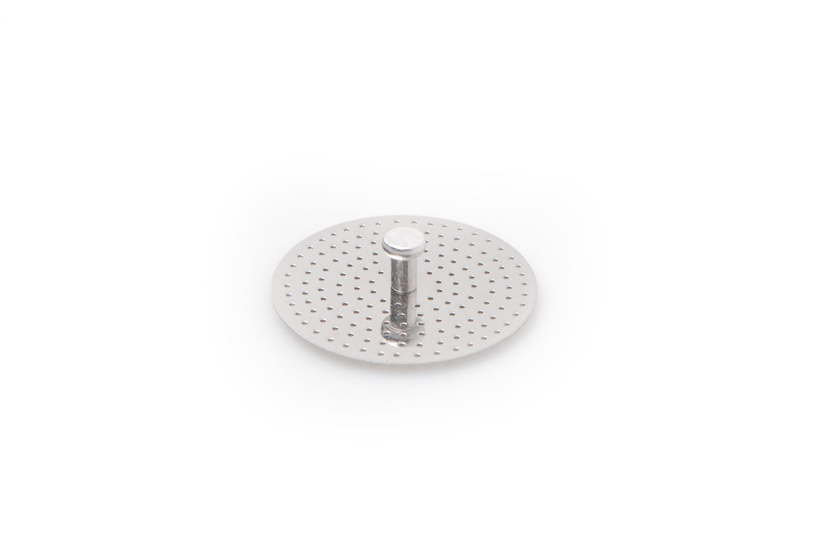 Alessi verkleiner voor koffiefilter 9090/3, onderdeel in gaatjespatroon met opstaand handvat