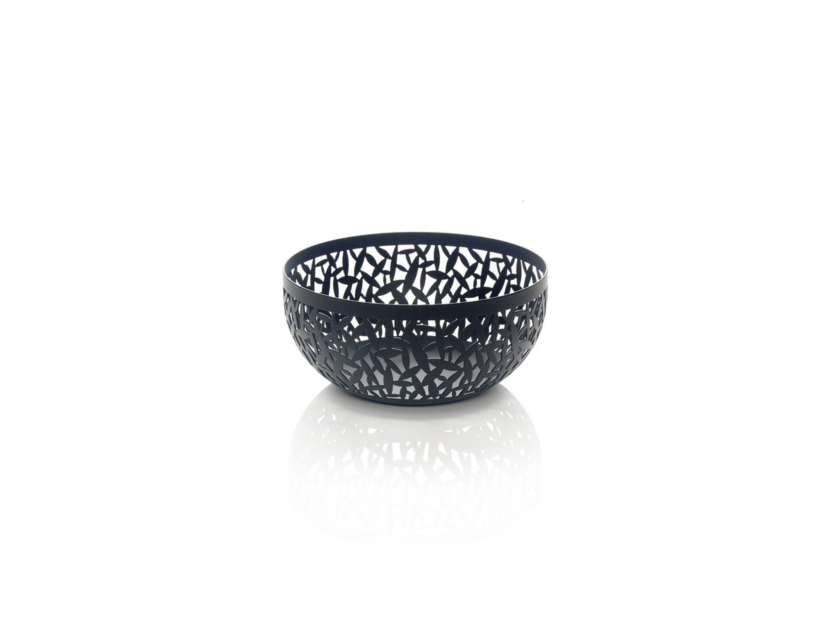Alessi Cactus fruitschaal in staal, zwart, met opengewerkt cactusmotief, diameter 21 cm