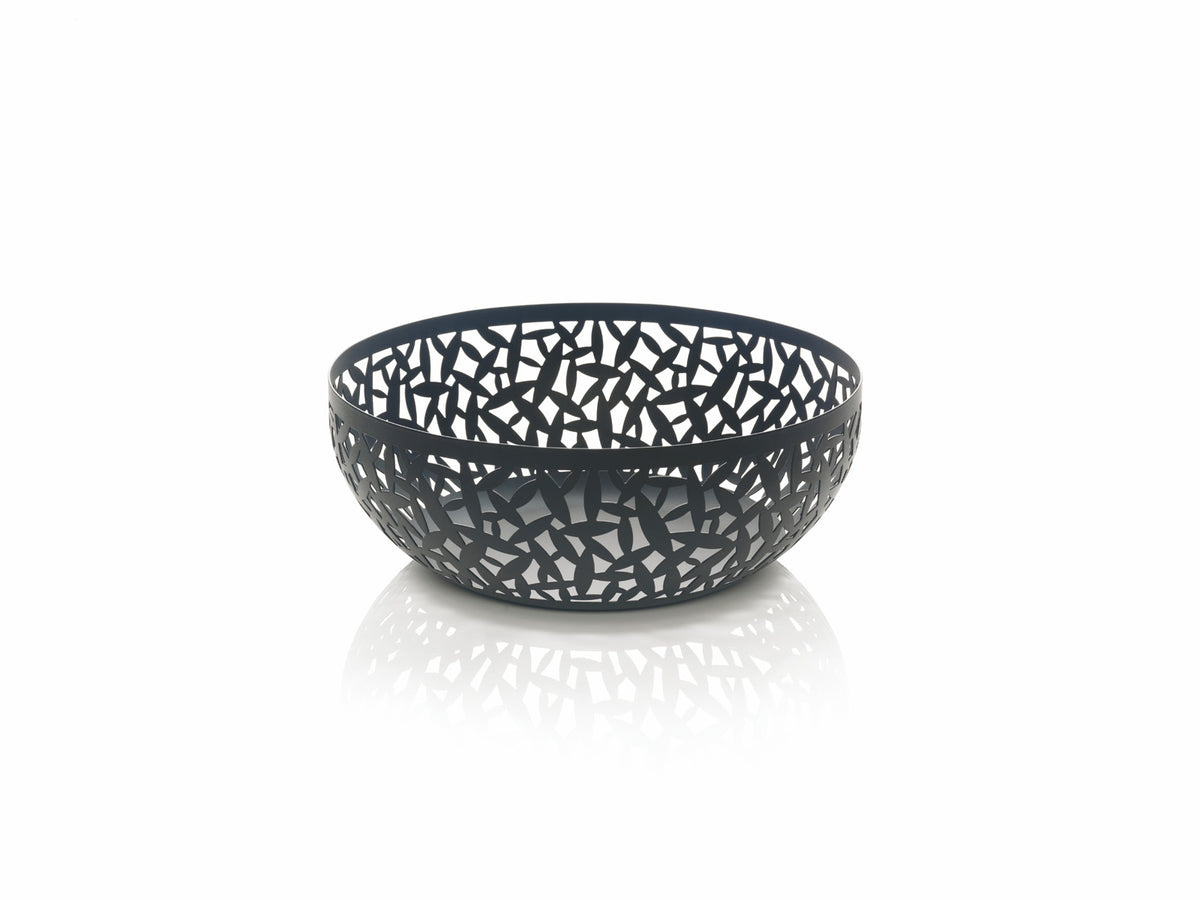 Alessi Cactus fruitschaal in zwart staal met open, geperforeerd patroon