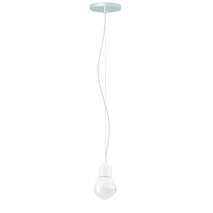Alessi DR hanglamp met plafondkap, wit, dimbaar, met vlamvormig peertje