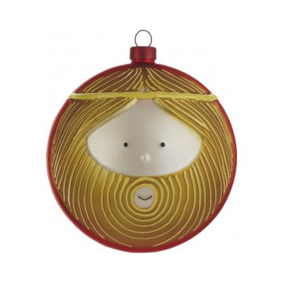 Alessi Giuseppe kerstbal met gezicht van Jozef, rood en goud