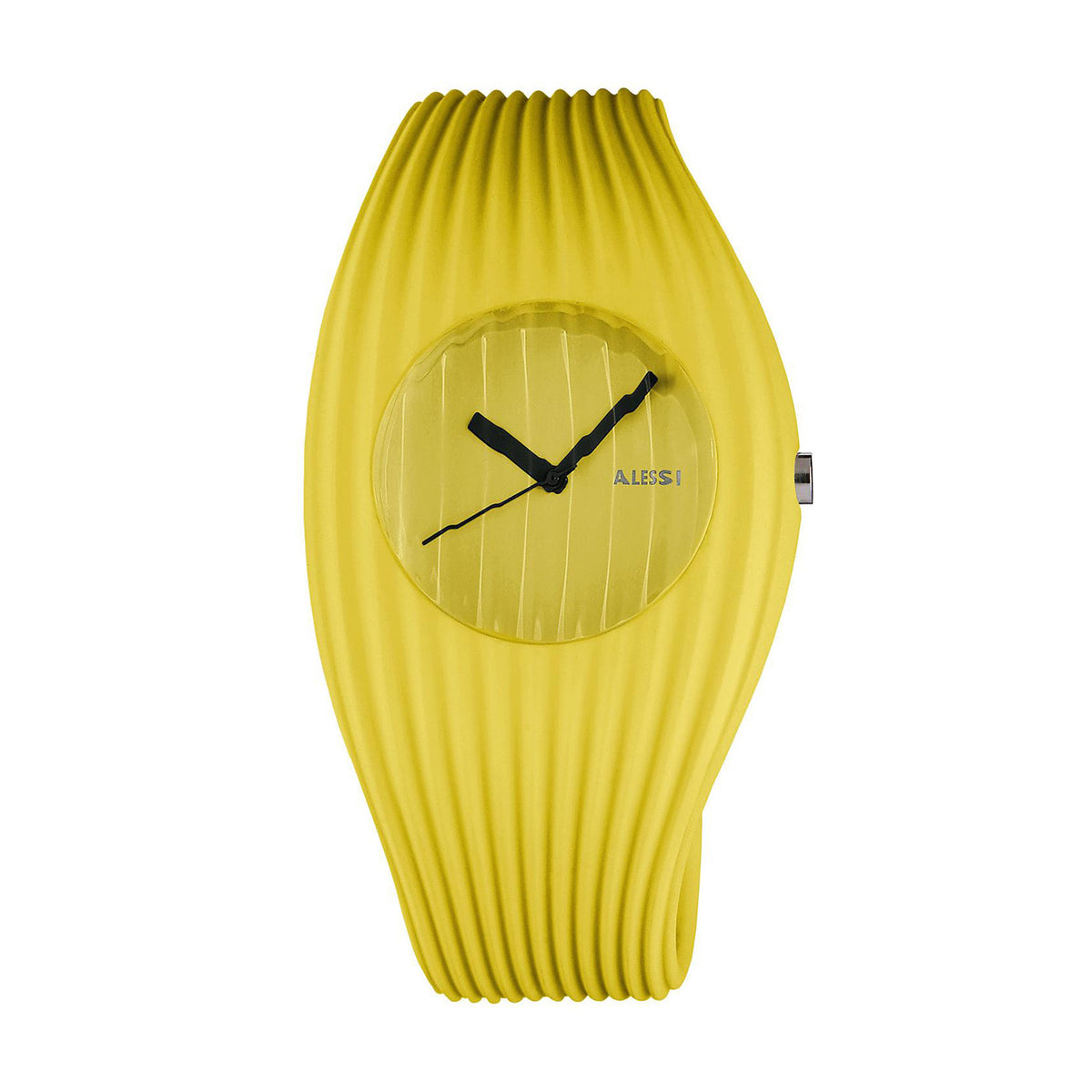Alessi Grow Watch horloge met geribbelde band, in geel, ontwerp Andrea Morgante