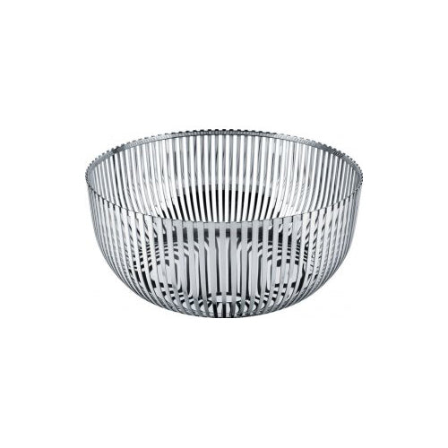 Alessi fruitschaal in gepolijst rvs, ontwerp Pierre Charpin, vrijstaand
