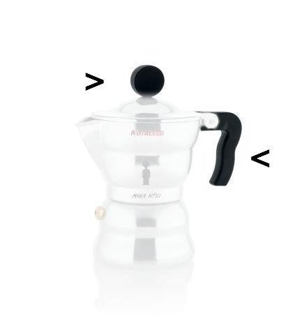 Alessi handvat en knop, los onderdeel voor koffiezetters, in zwart