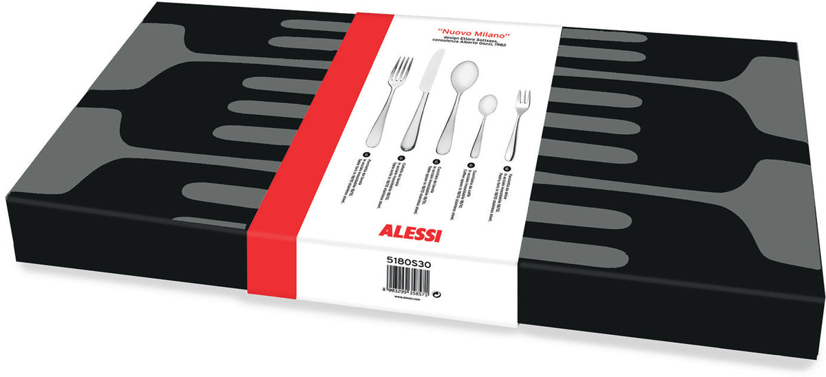 Alessi NUOVO MILANO bestekset 30-delig, rvs, in gesloten geschenkdoos