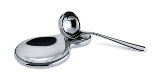 Alessi T-1000 lepelplateau in glanzend staal, ruimte voor twee lepels