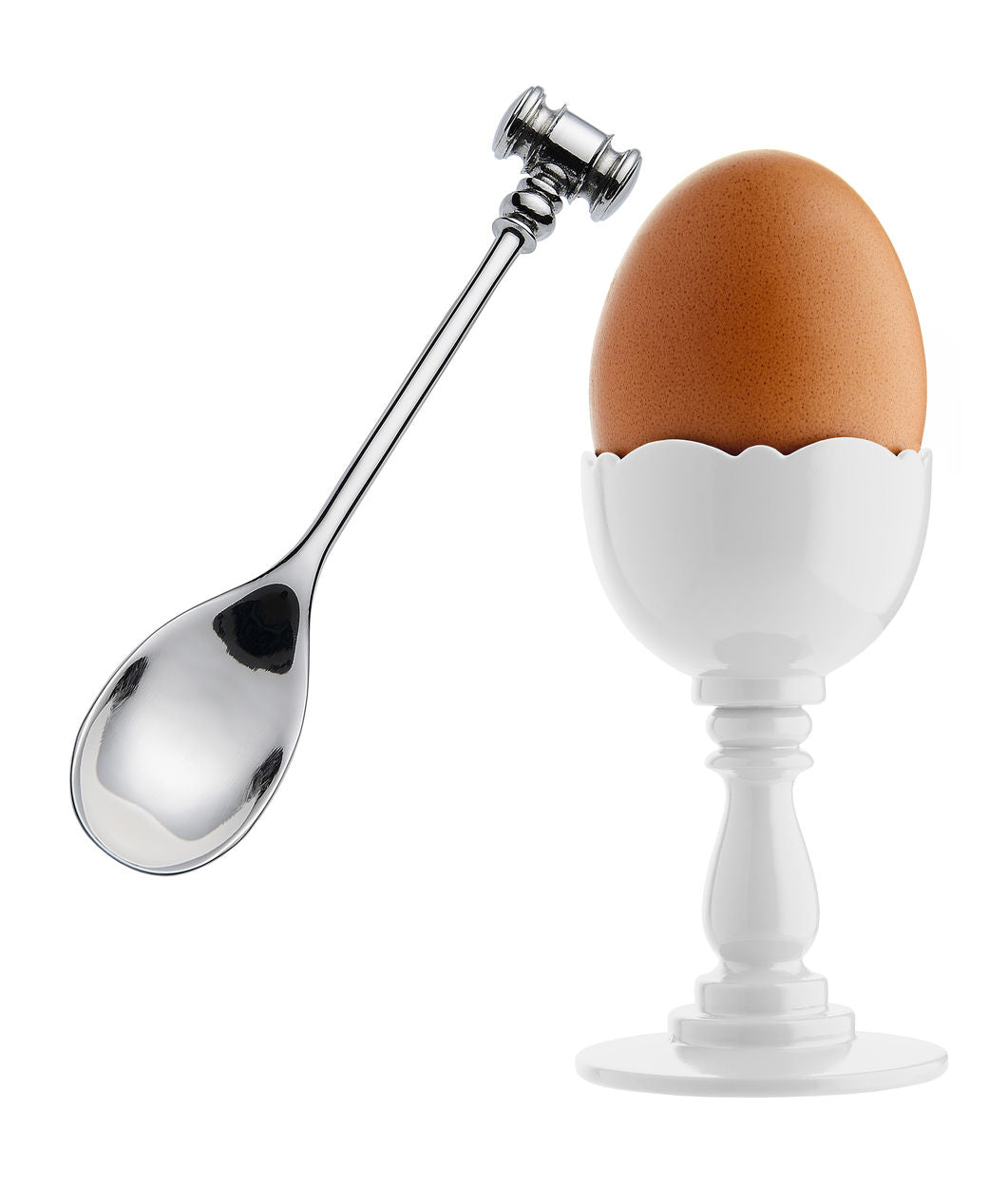 Alessi DRESSED eierdopje op voet, wit kunststof met rvs lepeltje, Marcel Wanders